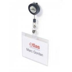 Durable 8138 19 Name Badge With Reel 60 X 90mm Landscape 60cm Reach Transparent